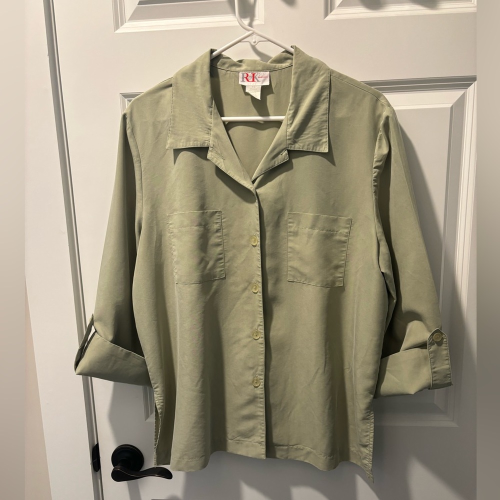 RK Originals Pale Olive Green blouse size 14